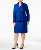 Le Suit Plus Size Textured Tweed Skirt Suit