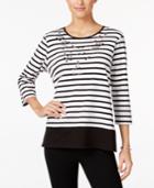 Alfred Dunner Petite Casual Friday Striped Top