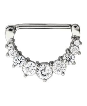 Bodifine Stainless Steel Crystal Nine Stone Clicker Nipple Ring