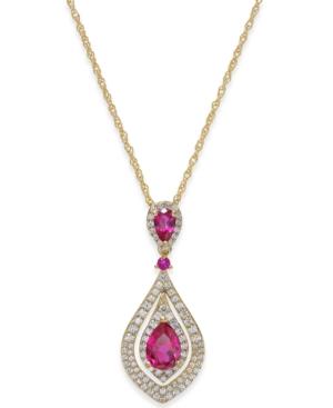 Ruby (1-1/4 Ct. T.w.) And Diamond (1/2 Ct. T.w.) Pendant Necklace In 14k Gold