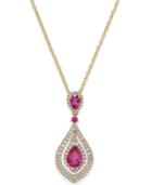 Ruby (1-1/4 Ct. T.w.) And Diamond (1/2 Ct. T.w.) Pendant Necklace In 14k Gold