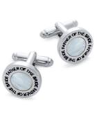 Sutton By Rhona Sutton Men's Silver-tone Mother-of-pearl Father-of-the-bride Cufflinks