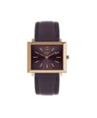 Henry London Heritage Square Rose Gold Stainless Steel Case Purple Dial And Purple Leather Strap