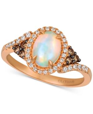 Le Vian Neopolitan Opal (5/8 Ct. T.w.), Chocolate Diamond (1/10 Ct. T.w.) And Vanilla Diamond (1/6 Ct. T.w.) Ring In 14k Rose Gold