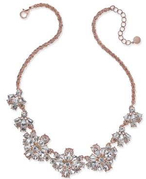 Charter Club Rose Gold-tone Floral Crystal Necklace, Only At Macy's