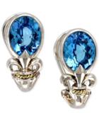 Balissima By Effy Blue Topaz Fleur De Lis Earrings In 18k Gold And Sterling Silver (5-3/8 Ct. T.w.)