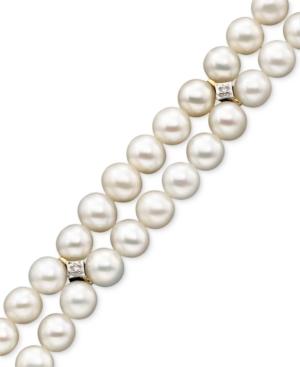 14k Gold Cultured Freshwater Pearl (5mm) & Diamond Accent Bracelet
