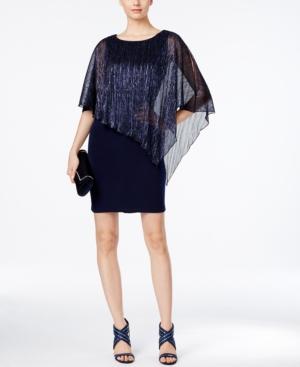 Connected Sheer Capelet Sheath Dress
