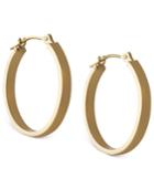 18k Gold Earrings, Polished Square Edge Hoop Earrings