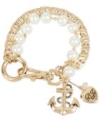 Betsey Johnson Gold-tone Imitation Pearl Charm Bracelet