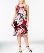 Sl Fashions Plus Size Printed Tulip Tiered Chiffon Dress