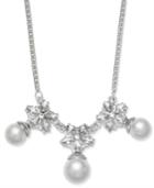 Charter Club Silver-tone Imitation Pearl & Crystal Statement Necklace, Created For Macy's