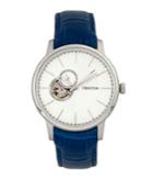 Heritor Automatic Landon Silver & Blue Leather Watches 44mm