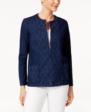 Alfred Dunner Petite Embellished Denim Jacket