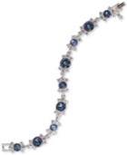 Givenchy Silver-tone Clear & Blue Stone Flex Bracelet