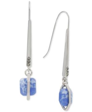 Kenneth Cole New York Silver-tone Blue Stone Linear Drop Earrings