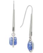 Kenneth Cole New York Silver-tone Blue Stone Linear Drop Earrings