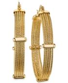 2028 Gold-tone Textured Multi-row Hoop Earrings
