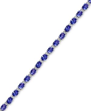 Effy Tanzanite (8-7/8 Ct. T.w.) And Diamond (1/4 Ct. T.w.) Tennis Bracelet In 14k White Gold