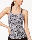 24th & Ocean Tropicana Paisley High-neck Racerback Tankini Top Women's Swimsuit