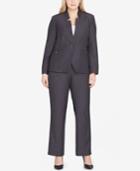 Tahari Asl Plus Size One-button Star-neck Pantsuit