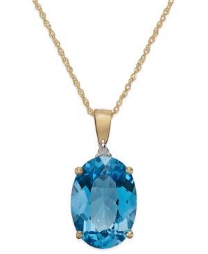 Blue Topaz (7 Ct. T.w.) And Diamond Accent Oval Pendant Necklace In 14k Gold