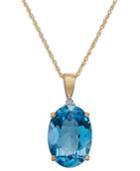 Blue Topaz (7 Ct. T.w.) And Diamond Accent Oval Pendant Necklace In 14k Gold