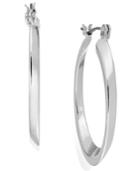 Charter Club Silver-tone Concave Oval Hoop Earrings