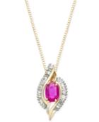 Ruby (1 Ct. T.w.) & Diamond (3/8 Ct. T.w.) Pendant Necklace In 14k Gold