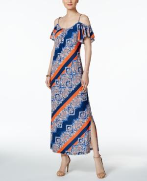 Msk Printed Cold-shoulder Maxi Dress