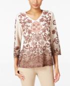 Alfred Dunner Santa Fe Collection Printed Ombre Top