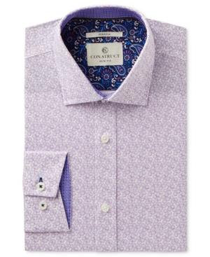 Con. Struct Men's Slim-fit Stretch Lilac Daisy Dress Shirt, Created For Macy's