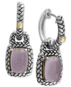 Serenity By Effy Rose Quartz Woven-style Drop Earrings (3-1/10 Ct. T.w.) In Sterling Silver And 18k Gold