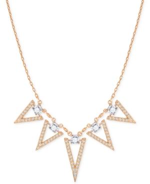 Swarovski Rose Gold-tone Square Crystal And Triangle Collar Necklace