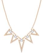 Swarovski Rose Gold-tone Square Crystal And Triangle Collar Necklace