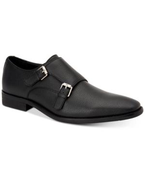 Calvin Klein Men's Robbie Tumbled Leather Monk-strap Loafers Men's Shoes