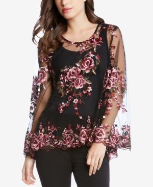 Karen Kane Sheer Embroidered Top