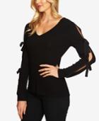 Cece Cutout-sleeve Bow Top