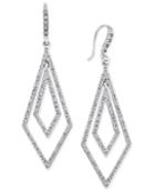 Inc International Concepts Silver-tone Geometric Pave Crystal Drop Earrings