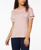 Ultra Flirt By Ikeddi Juniors' Ruffle-sleeved T-shirt