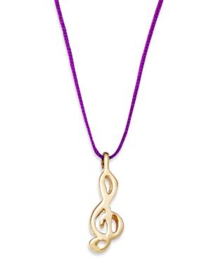 10k Gold Necklace, Purple Treble Clef Necklace On Purple Nylon Cord