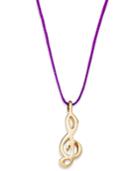 10k Gold Necklace, Purple Treble Clef Necklace On Purple Nylon Cord