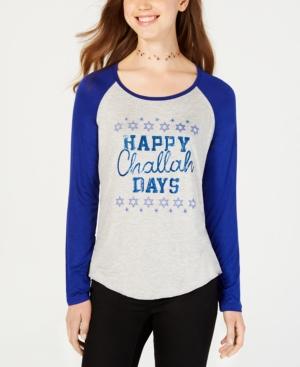 Rebellious One Juniors' Happy Challah Days Graphic Baseball T-shirt