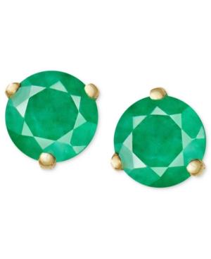 14k Gold Earrings, Emerald Stud (3/4 Ct. T.w.)