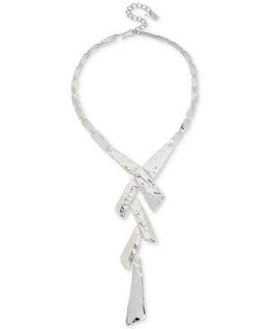 Robert Lee Morris Soho Silver-tone Sculptural Hammered Lariat Necklace, 16 + 3 Extender