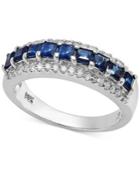 Sapphire (1-3/8 Ct. T.w.) And Diamond (1/4 Ct. T.w.) Ring In 14k White Gold