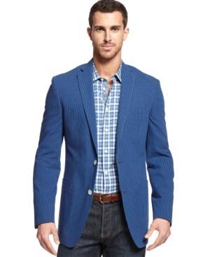 Tallia Orange Blue Seersucker Blazer