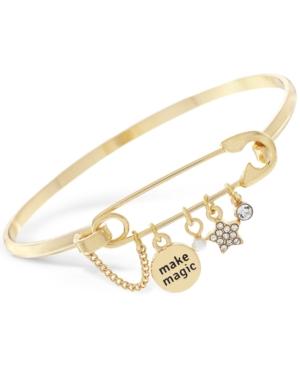 Bcbgeneration Gold-tone Make Magic Safety Pin Charm Bangle Bracelet