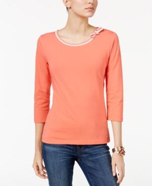 Tommy Hilfiger Bow-neck Top, Created For Macy's
