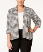 Kasper Plus Size Houndstooth Open-front Jacket